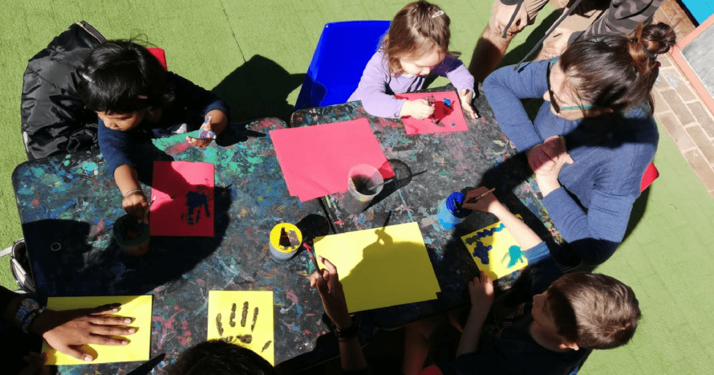 Family crafting together